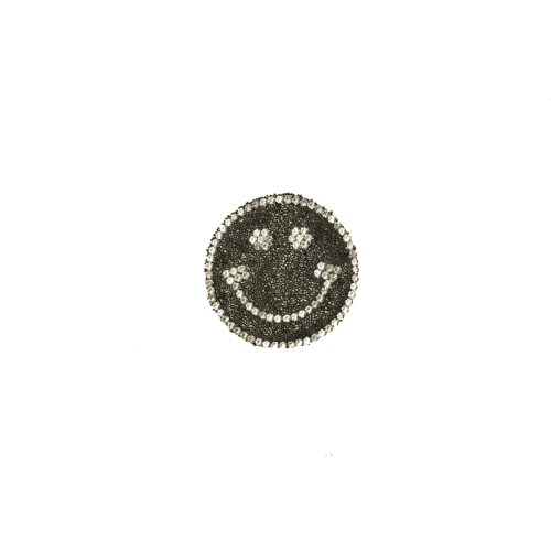 smiley strass zilver zwart