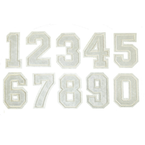 college cijfer patch opstrijkbaar wit