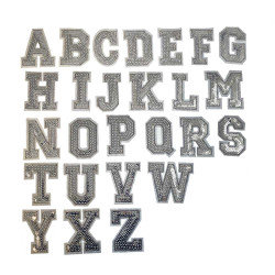 letter patch pailletten zilver alfabet opstrijkbaar letter patch pailletten zilver alfabet opstrijkbaar