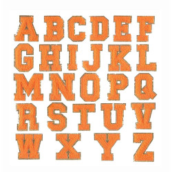 opstrijk alfabet letters badstof oranje met gouden rand 5 x 4 cm opstrijk alfabet letters badstof oranje met gouden rand 5 x 4 cm