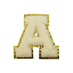 opstrijk letter A badstof off-white met gouden rand 8 x 8 cm opstrijk letter A badstof off-white met gouden rand 8 x 8 cm