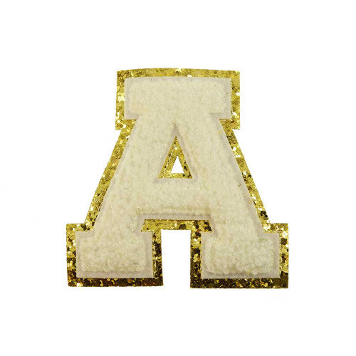 opstrijk letter A badstof off-white met gouden rand 8 x 8 cm opstrijk letter A badstof off-white met gouden rand 8 x 8 cm