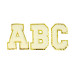 opstrijk letter R badstof off-white met goud glitter rand 8 x 8 cm - 1