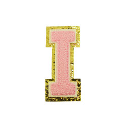 opstrijk letter i badstof roze met gouden rand 8 x 8 cm opstrijk letter i badstof roze met gouden rand 8 x 8 cm
