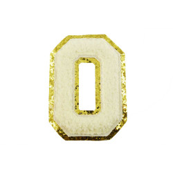 opstrijk letter O badstof off-white met goud glitter rand 8 x 8 cm opstrijk letter O badstof off-white met goud glitter rand 8 x 8 cm