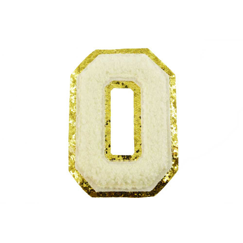 opstrijk letter O badstof off-white met goud glitter rand 8 x 8 cm opstrijk letter O badstof off-white met goud glitter rand 8 x 8 cm