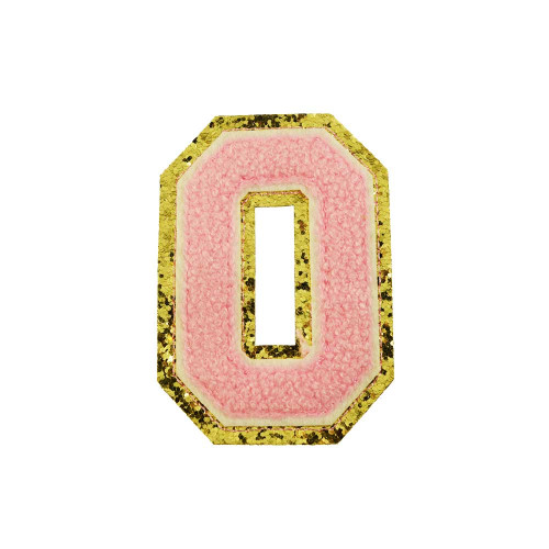 opstrijk letter O badstof roze met gouden rand 8 x 8 cm opstrijk letter O badstof roze met gouden rand 8 x 8 cm