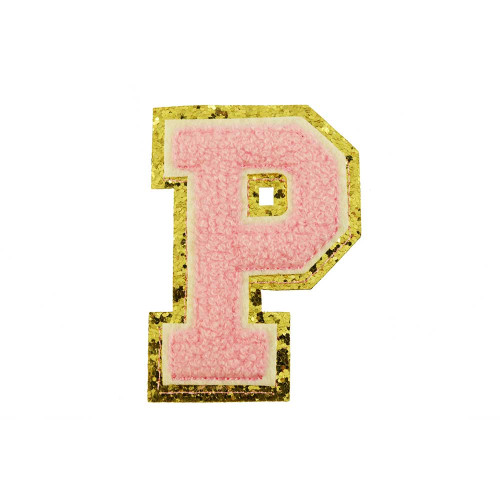 opstrijk letter P badstof roze met gouden rand 8 x 8 cm opstrijk letter P badstof roze met gouden rand 8 x 8 cm
