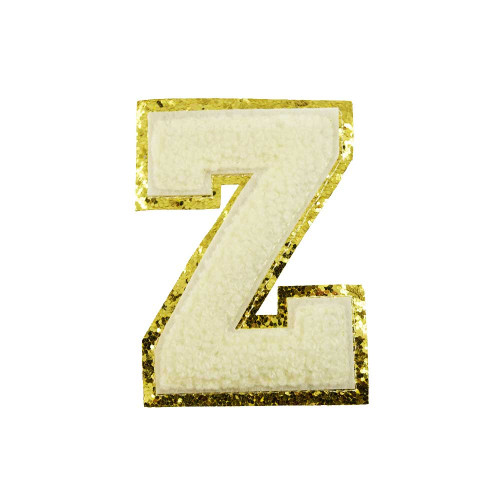 opstrijk letter Z badstof off-white met goud glitter rand 8 x 8 cm opstrijk letter Z badstof off-white met goud glitter rand 8 x 8 cm