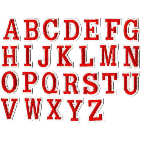 applicatie alfabet letter rood wit
