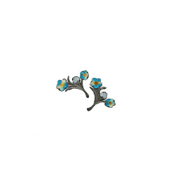 applicatie bloemen op tak turquoise zilver 2 stuks