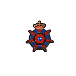 applicatie fluweel embleem rood blauw met gouden kroon applicatie fluweel embleem rood blauw met gouden kroon
