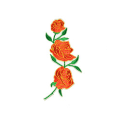applicatie geborduurde rode bloemen op groene tak applicatie geborduurde rode bloemen op groene tak