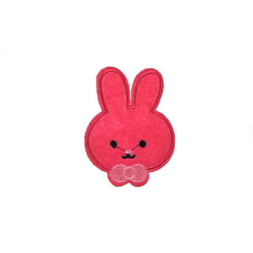 applicatie konijntje fuchsia met strik
