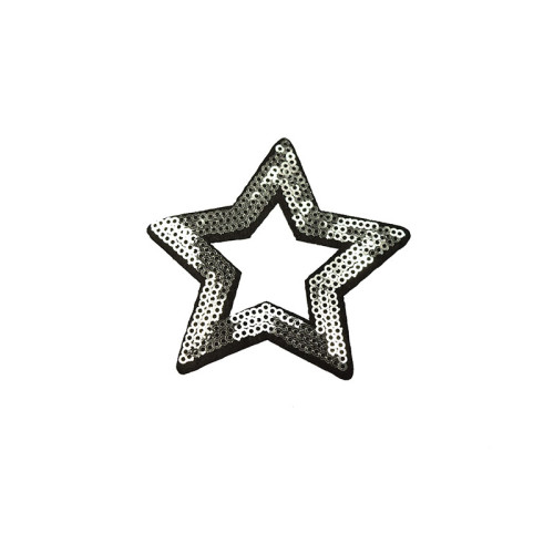applicatie open ster zilver pailletten 8,5 cm