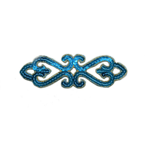 applicatie pailletten turquoise goud