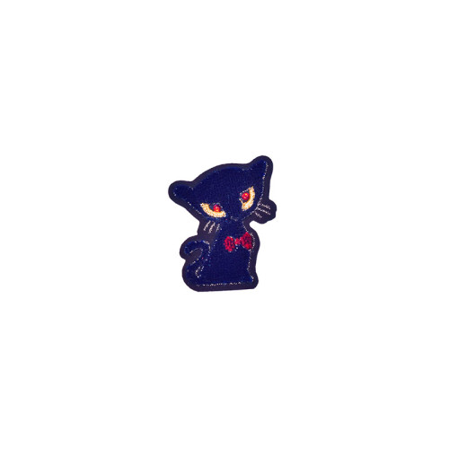 applicatie poes fluweel kobalt blauw rechts