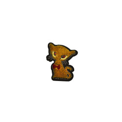 applicatie poes fluweel okergeel links applicatie poes fluweel okergeel links