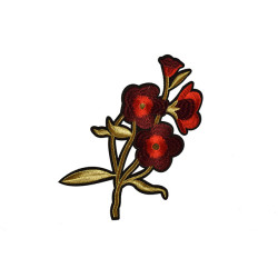 applicatie rode bloem met gouden steel applicatie rode bloem met gouden steel