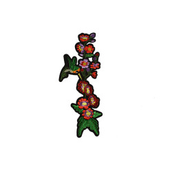 applicatie rode bloemen met kolibri