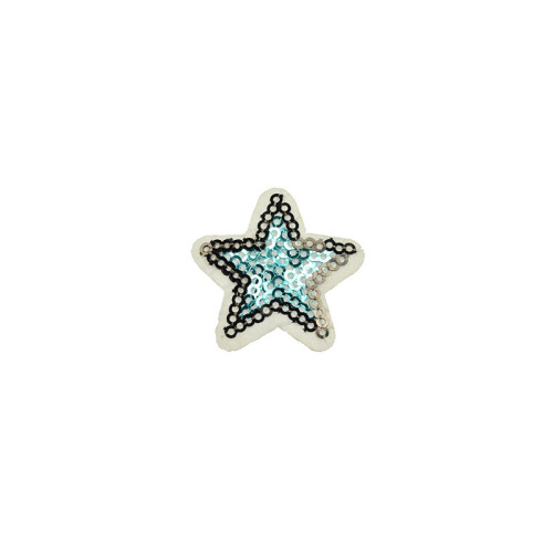 applicatie ster blauw zwart pailletten 4 cm