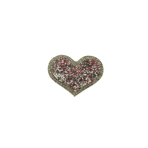 applicatie strass hart roze zilver 