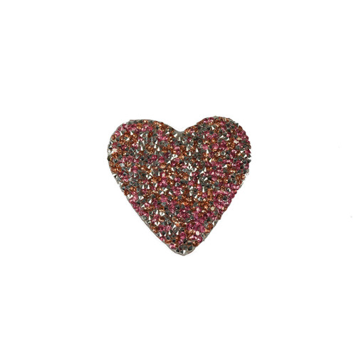 applicatie strass hart roze zilver 7cm