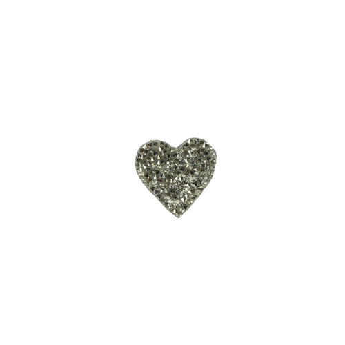 applicatie strass hart  zilver 3,5cm