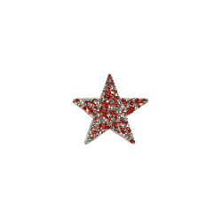 applicatie strass ster zilver rood 6 cm applicatie strass ster zilver rood 6 cm