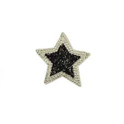 applicatie strass ster zilver zwart 6 cm applicatie strass ster zilver zwart 6 cm