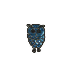 applicatie uil pailletten blauw