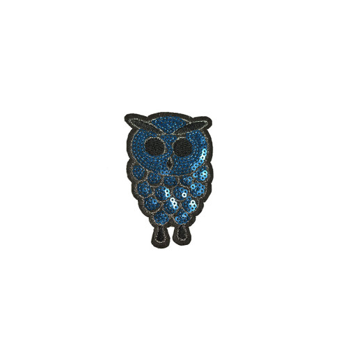 applicatie uil pailletten blauw