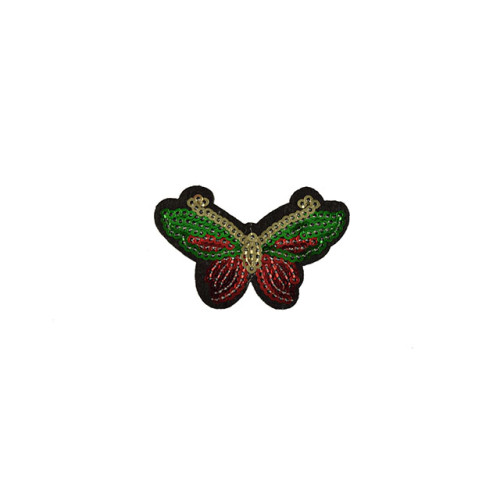 applicatie vlinder met pailletten rood groen