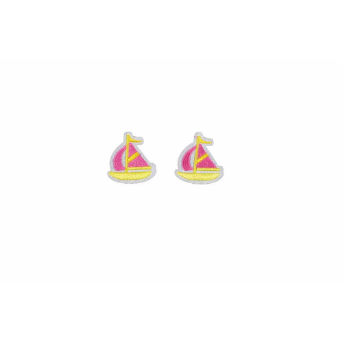 applicatie zeilboot roze 2 stuks