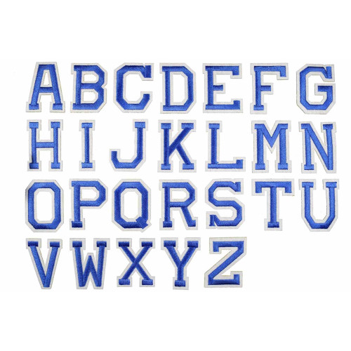 blauwe alfabet letter patch A t/m Z (5x4cm)