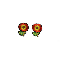 bloem applicatie geborduurd rood geel (2 stuks) bloem applicatie geborduurd rood geel (2 stuks)