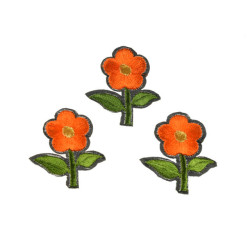 bloem applicatie geborduurde oranje bloem klein (3 stuks) bloem applicatie geborduurde oranje bloem klein (3 stuks)