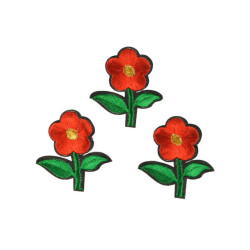 bloem applicatie geborduurde rode bloem klein (3 stuks) bloem applicatie geborduurde rode bloem klein (3 stuks)