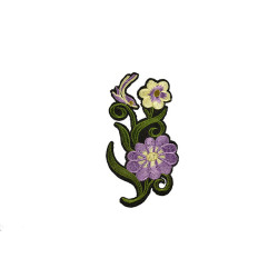 bloem applicatie paars wit met kleine vogel bloem applicatie paars wit met kleine vogel