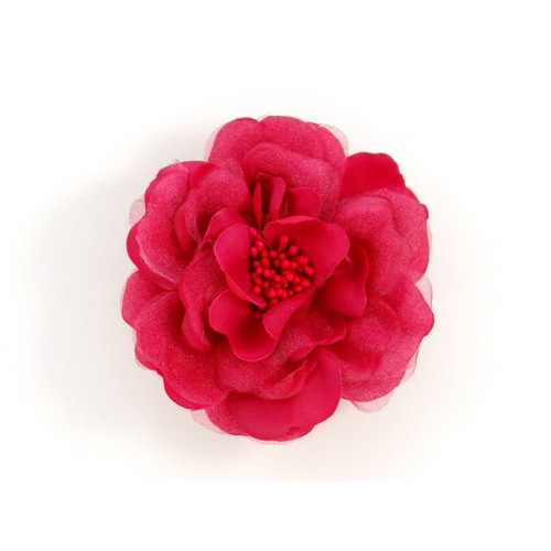 bloem corsage met kralen stamper magenta