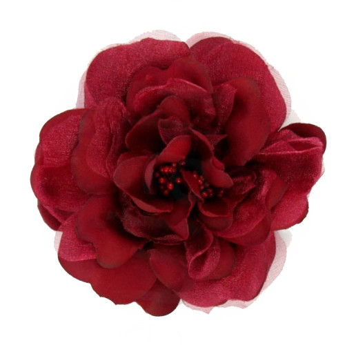 bloem corsage met kralen stamper scharlakenrood
