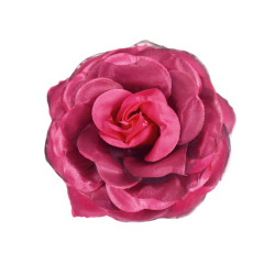 bloem corsage met organza bladeren fuchsia zwart bloem corsage met organza bladeren fuchsia zwart