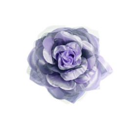 bloem corsage met organza bladeren lila zwart bloem corsage met organza bladeren lila zwart