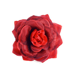bloem corsage met organza bladeren rood zwart bloem corsage met organza bladeren rood zwart