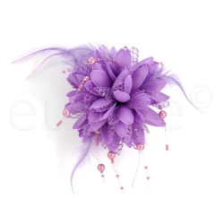 bloem corsage met parels lila