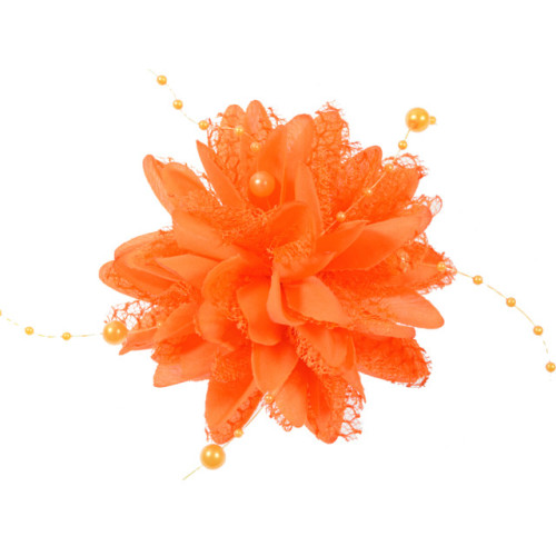 bloem corsage met parels oranje