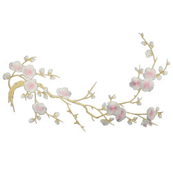 bloemen op tak lichtroze wit patch 37 x 15 cm bloemen op tak lichtroze wit patch 37 x 15 cm