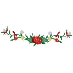 bloemen op tak rood patch 23 x 6 cm