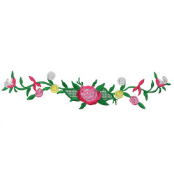 bloemen op tak roze patch 23 x 6 cm