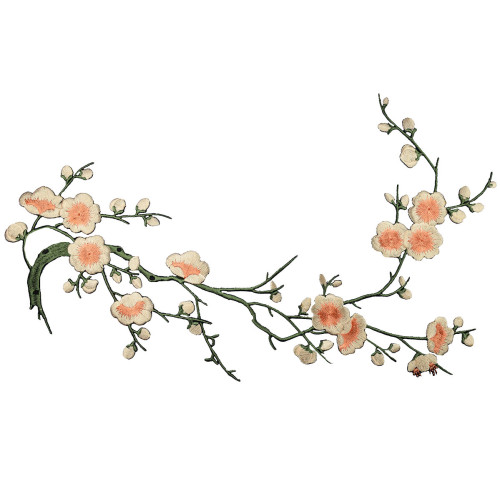 bloemen op tak zalmroze patch 37 x 15 cm bloemen op tak zalmroze patch 37 x 15 cm